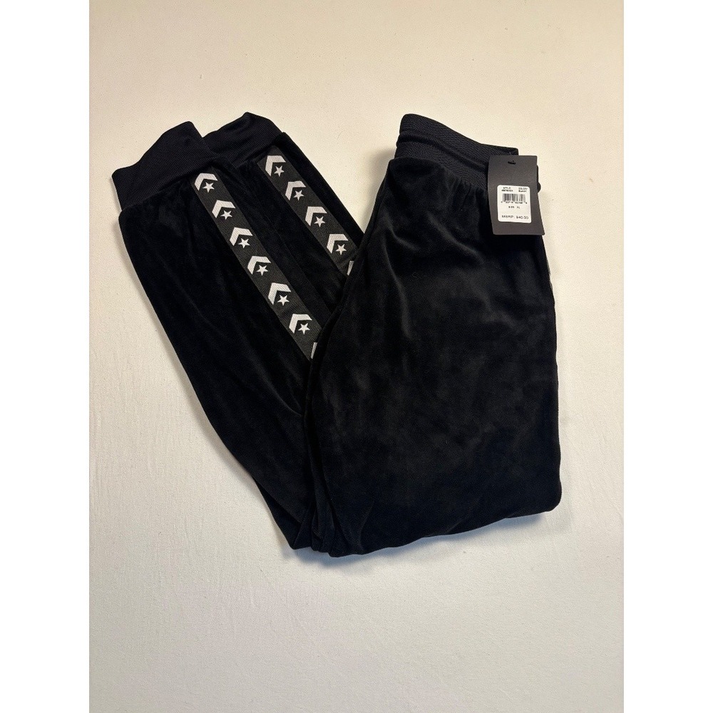 Converse Kids Velour Jogger Track Pants Black Star Chevron XL Womens Small